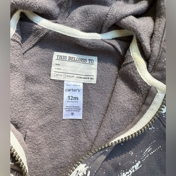 Carter’s Grey Outer Space Hoodie 12m - Picture 3 of 11